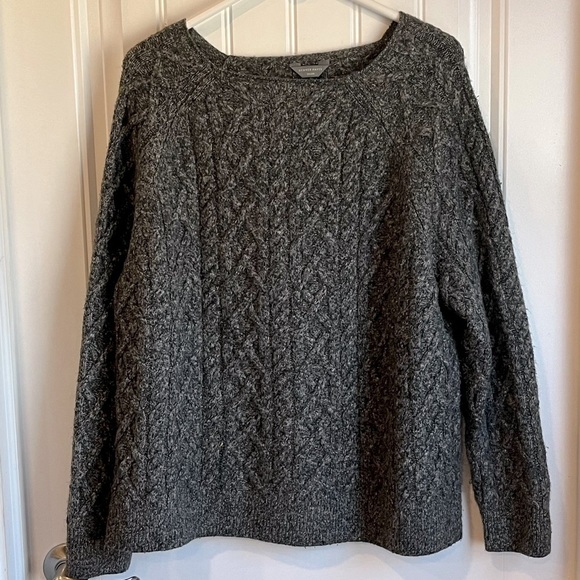 Denver Hayes Sweaters - Denver Hayes 2XL Fisherman Cable Knit dark Grey Crew Neck Sweater 2X